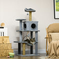 Load image into Gallery viewer, 54" Cat Tree for Larger Cats Adult with Hammock, Tal Cat Tree Tower with Scratching Post, Condo, Platforms, Play Balls for Indoor Cats, Grey