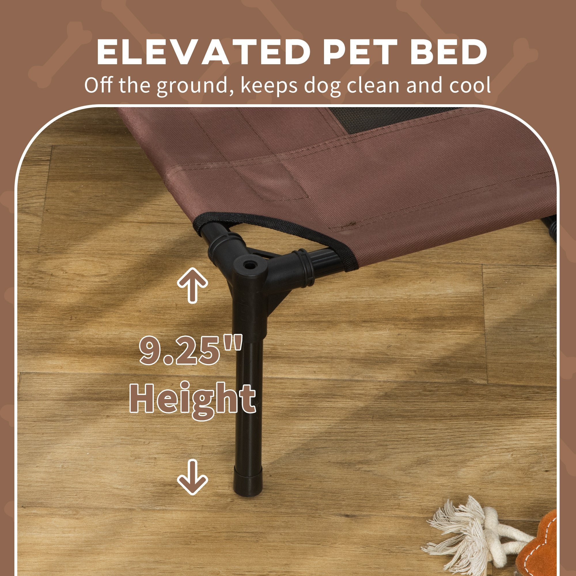 PawHut Elevated Dog Bed with Removable Canopy, Outdoor Dog Cot with UV Protection Canopy Shade, 48 inch Large Pet Bed for Camping, Coffee