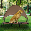 Load image into Gallery viewer, PawHut Elevated Dog Bed with Removable Canopy, Outdoor Dog Cot with UV Protection Canopy Shade, 48 inch Large Pet Bed for Camping, Coffee