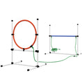 Load image into Gallery viewer, PawHut 3 Piece Dog Agility Training Equipment Set with Spray Water Tube, Dog Obstacle Course with Adjustable Height Jumping Ring and Hurdle, Carry Bag, Whistle, White