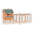 Load image into Gallery viewer, PawHut 137" Chicken Coop for 8-10 Chickens, Large Chicken House, Wooden Poultry Hen Cage with Nesting Box and Run for Backyard, Orange