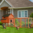 Load image into Gallery viewer, PawHut 137" Chicken Coop for 8-10 Chickens, Large Chicken House, Wooden Poultry Hen Cage with Nesting Box and Run for Backyard, Orange
