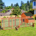 Load image into Gallery viewer, PawHut 137" Chicken Coop for 8-10 Chickens, Large Chicken House, Wooden Poultry Hen Cage with Nesting Box and Run for Backyard, Orange