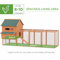 Load image into Gallery viewer, PawHut 137" Chicken Coop for 8-10 Chickens, Large Chicken House, Wooden Poultry Hen Cage with Nesting Box and Run for Backyard, Orange