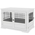 Load image into Gallery viewer, PawHut Dog Crate Furniture, 43" Dog Kennel End Table with 3 Doors, Removable Tray, Indoor Dog Cage for Extra Large Medium Small Dogs, White