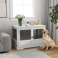 Load image into Gallery viewer, PawHut Dog Crate Furniture, 43" Dog Kennel End Table with 3 Doors, Removable Tray, Indoor Dog Cage for Extra Large Medium Small Dogs, White