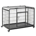 Load image into Gallery viewer, Metal Dog Cage Kennel Locking Door & Wheels Removable Tray Openable Top For Large Pets 109.5 x 71 x 78 cm