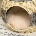 Load image into Gallery viewer, Wicker Cat House, Rattan Raised Cat Bed, Cosy Kitten Cave with Soft Washable Cushion, Φ40 x 30cm