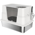 Load image into Gallery viewer, Stainless Steel Litter Box with Lid, 100° Flip Top XL Enclosed Litter Box with Scoop for Big Cats, Side Top Dual Entry, Odor Free, Easy Cleaning, Anti-Urine Leakage