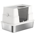 Load image into Gallery viewer, Stainless Steel Litter Box with Lid, 100° Flip Top XL Enclosed Litter Box with Scoop for Big Cats, Side Top Dual Entry, Odor Free, Easy Cleaning, Anti-Urine Leakage