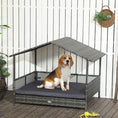 Load image into Gallery viewer, PawHut Outdoor Wicker Dog House with Canopy, Rattan Dog Bed with Soft Cushion Removable Cover for Medium and Large Dogs, Dark Gray
