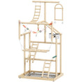 Load image into Gallery viewer, Parrot Play Stand, 95 cm Wooden Bird Playground with Ladders, Chain Toy, Stainless Steel Cups and Tray, Bird Cage Accessories for Parakeets, Cockatiels, Finches, Lovebirds, Budgie
