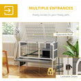 Load image into Gallery viewer, Wooden Rabbit Hutch, Elevated Guinea Pig Cage w/ Openable Roof, Ladder, Removable Tray, 90 x 53 x 87cm - Grey