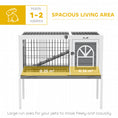 Load image into Gallery viewer, Wooden Rabbit Hutch, Elevated Guinea Pig Cage w/ Openable Roof, Ladder, Removable Tray, 90 x 53 x 87cm - Grey