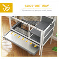Load image into Gallery viewer, Wooden Rabbit Hutch, Elevated Guinea Pig Cage w/ Openable Roof, Ladder, Removable Tray, 90 x 53 x 87cm - Grey