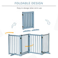Load image into Gallery viewer, Wooden Dog Gate, Dog Fence Indoor, 80 cm Tall Freestanding Pet Gate for Small and Medium Dogs with 4 Panels, 2 Support Feet, Blue-Grey