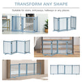 Load image into Gallery viewer, Wooden Dog Gate, Dog Fence Indoor, 80 cm Tall Freestanding Pet Gate for Small and Medium Dogs with 4 Panels, 2 Support Feet, Blue-Grey