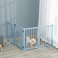 Load image into Gallery viewer, Wooden Dog Gate, Dog Fence Indoor, 80 cm Tall Freestanding Pet Gate for Small and Medium Dogs with 4 Panels, 2 Support Feet, Blue-Grey