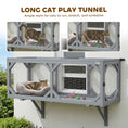 Load image into Gallery viewer, Cat Tunnel, Wooden Catio Outdoor Cat Enclosure with 2 Doors and Extendable Design, Wall-Mounted Pet Run for Indoor/Outdoor Use, Grey