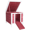 Load image into Gallery viewer, Wooden Rabbit Hutch Outdoor, Guinea Pig Hutch, Rabbit Hideaway, Cat House, Bunny Cage Small Animal House with Openable Roof, 51 x 42 x 43 cm, Red