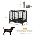 Load image into Gallery viewer, PawHut 36" Heavy Duty Dog Crate, Indestructible Dog Cage Kennel with Removable Tray, Lockable Wheels and Double Door, for Medium and Large Dogs, Black