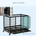Load image into Gallery viewer, PawHut 36" Heavy Duty Dog Crate, Indestructible Dog Cage Kennel with Removable Tray, Lockable Wheels and Double Door, for Medium and Large Dogs, Black
