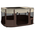 Load image into Gallery viewer, Dog Pen, Pet Playpen, Portable Foldable Dog Cat Playpen Soft Pet Cage with Storage Bag for Puppies, Rabbits, Kittens, Guinea Pigs, 114 x 89 x 59cm - Brown
