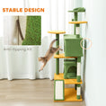 Load image into Gallery viewer, 63" Cat Tree, Cat Tower for Indoor Cats with Scratching Posts, Cat Condos, Bed, Platforms, Ramp, Toy Ball, Cat Activity Center, Green