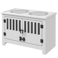Load image into Gallery viewer, PawHut Large Elevated Dog Bowls with Storage Cabinet Containing Large 37L Capacity, Raised Dog Bowl Stand Pet Food Bowl Dog Feeding Station, White