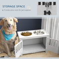 Load image into Gallery viewer, Raised Dog Bowls for Large Dogs, Pet Feeding Station, Doors with Latch, Storage Cabinet, Two Stainless Steel Bowls - White