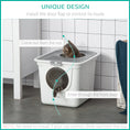 Load image into Gallery viewer, Cat Litter Box, Enclosed Kitty Litter Box with Front Entrance, Top Exit, Scoop, Easy Cleaning Pet Toilet for Cats, White