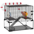 Load image into Gallery viewer, Large Hamster Cage, Gerbil Cage with Deep Glass Bottom, Tunnels, Non-Slip Ramps, Exercise Wheels, Water Bottle, Dish, 60 x 40 x 57cm