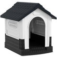 Charger l'image dans la visionneuse de la galerie, Outdoor Dog House, Plastic Dog Kennel, Water-Resistant Pet Shelter with Windows, Base Support for Garden Patio, Miniature Dogs, 25" x 22" x 26" - Dark Grey