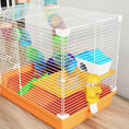 Charger l'image dans la visionneuse de la galerie, 18"L Hamster Cage, Small Animal House, 2-Level Rat Gerbil Haven with Tunnel Tube System, Exercise Wheel, Water Bottle, Food Dish, Ramp, Orange