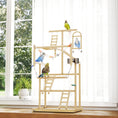 Load image into Gallery viewer, Parrot Play Stand, 95 cm Wooden Bird Playground with Ladders, Chain Toy, Stainless Steel Cups and Tray, Bird Cage Accessories for Parakeets, Cockatiels, Finches, Lovebirds, Budgie