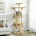 Load image into Gallery viewer, 68 inches Cat Tree, Multi-Level Large Cat Tower Condo with Scratching Posts, Perches, Cat Houses, Dangling Toy, Light Brown