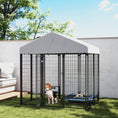 Load image into Gallery viewer, 6' x 4' x 6' Outdoor Dog Kennel, Lockable Dog Run Crate with Waterproof UV-Resistant Cover, Welded Wire Steel Fence for Medium Dogs, Silver