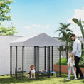 Load image into Gallery viewer, PawHut Outdoor Dog Kennel, 5.9' x 4' x 6' Heavy Duty Welded Wire Dog Playpen Enclosure with Roof, Escape-proof Lock, UV-Resistant & Waterproof Cover, for Medium Dogs, Silver