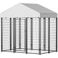 Load image into Gallery viewer, 6' x 4' x 6' Outdoor Dog Kennel, Lockable Dog Run Crate with Waterproof UV-Resistant Cover, Welded Wire Steel Fence for Medium Dogs, Silver