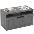 Load image into Gallery viewer, Elevated Dog Bowls, Raised Dogs Bowl Stand with 2 Stainless Steel Bowls, 25L Storage Drawer and Slow Feeder Mat, Dog Feeding Station for Large and Extra Large Dogs, Gray