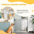 Load image into Gallery viewer, Dog Gate, Walk Through Pet Gate with Small Pet Door, Auto Close, for Doorways, House, Stair, 2 Extension Kits, Pressure Mount Kit, 30"-41" W x 42" H