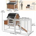 Load image into Gallery viewer, 71" Chicken Coop for 3 Chickens, Wooden Hen House Outdoor Duck House with Run, Removable Tray, Nesting Box, Waterproof Asphalt Roof, Ramp and Perches, Bunny Hutch, Brown
