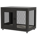 Load image into Gallery viewer, 37in Dog Crate Furniture with Cushion, Indoor Pet Kennel End Table with 2 Doors, for Large Dogs, Black