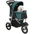Load image into Gallery viewer, Dog Stroller for Small Dogs, 3 Wheel Foldable Pet Stroller with 12" Rubber Wheels, Mesh Window, One-Foot Brake, Storage Basket and Cup Holder, Up to 22 LBS, Dark Green