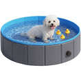 Load image into Gallery viewer, Foldable Dog Pool for Puppies and Ducks, Thickened PVC Dog Paddling Pool Bath Tub Hard Board, Anti-Slip Bottom and Hose Adapter for Easy Drainage, 80 x 20cm, Blue and Dark Grey
