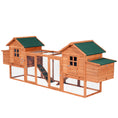 Load image into Gallery viewer, PawHut Dual Wooden Chicken Coop with Garden Bed, Large Outdoor Hen House with Nesting Boxes Removable Trays, Ramps Run, for Garden Backyard, 123" x 27.5" x 42.5", Natural Wood