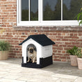 Load image into Gallery viewer, Dog Kennel for Outside, Plastic Dog House, Water-Resistant Pet Shelter with Windows, for Garden Patio, Miniature Dogs, 64.5 x 57 x 66cm - Grey