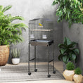 Load image into Gallery viewer, Bird Cage Budgie Cages for Finch Canary Parakeet with Stand Wheels Slide-out Tray Accessories Storage Shelf, Black 46.5 x 36 x 124 cm
