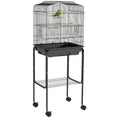 Load image into Gallery viewer, Bird Cage Budgie Cages for Finch Canary Parakeet with Stand Wheels Slide-out Tray Accessories Storage Shelf, Black 46.5 x 36 x 124 cm