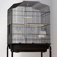 Load image into Gallery viewer, Bird Cage Budgie Cages for Finch Canary Parakeet with Stand Wheels Slide-out Tray Accessories Storage Shelf, Black 46.5 x 36 x 124 cm